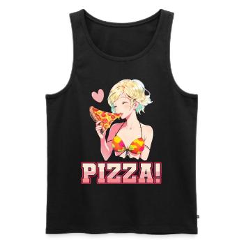 Pizza Lover Young Girl Anime Manga Pizza - Débardeur bio Premium Homme - noir - Devant - AI Model Male 178 light (178cm)