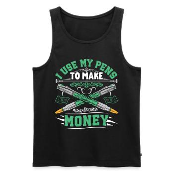 Pen Turning Kit - Men's Premium Organic Tank Top - black - Front - AI Model Male 178 light (178cm)