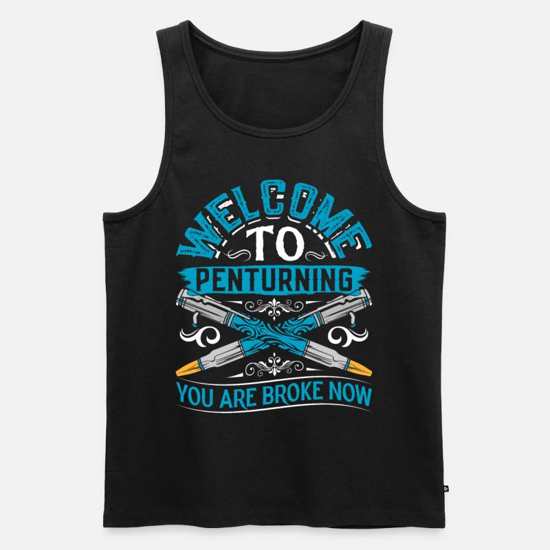 Pen Turning Kit - Männer Premium Bio Tank Top - Schwarz