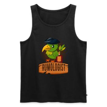 Rumologue Drôle de perroquet pirate Buveur de rhum - Débardeur bio Premium Homme - noir - Devant - Michal (187cm)