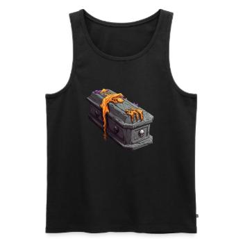 Gruseliges Sarg-Design für Halloween auf Friedhof - Männer Premium Bio Tank Top - Schwarz - Vorne - AI Model Male 178 light (178cm)