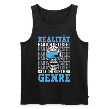 Realität habe ich getestet nicht mein Genre - Männer Premium Bio Tank Top - Schwarz - Vorne - AI Model Male 178 light (178cm)