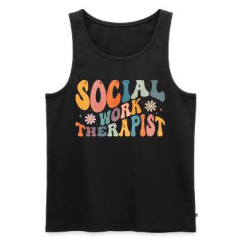 Groovy Thérapeute en travail social Thérapie Travail social - Débardeur bio Premium Homme - noir - Devant - Michal (187cm)
