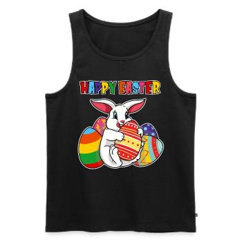 Fröhlicher Osterhase Eiersuche Frohe Ostern - Männer Premium Bio Tank Top - Schwarz - Vorne - AI Model Male 178 light (178cm)