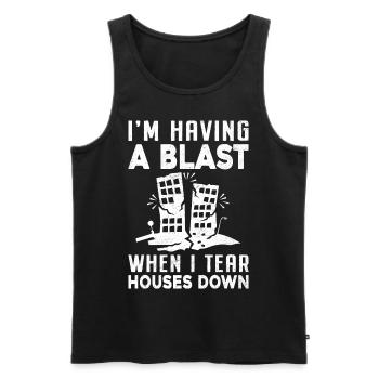 Lustiger Tag des Hausabrisses - Männer Premium Bio Tank Top - Schwarz - Vorne - AI Model Male 178 light (178cm)