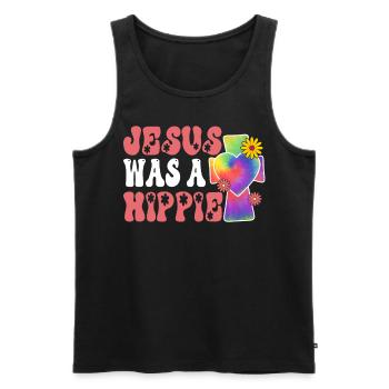 Groovy Frieden Liebe Christliches Kreuz - Männer Premium Bio Tank Top - Schwarz - Vorne - Michal (187cm)