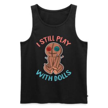 Kawaii Pastel Goth I Still Play With Dolls Voodoo - Männer Premium Bio Tank Top - Schwarz - Vorne - AI Model Male 178 light (178cm)