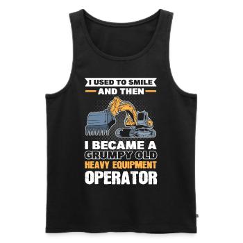 I Used To Smile Then Became Grumpy Heavy - Men's Premium Organic Tank Top - black - Front - AI Model Male 178 light (178cm)