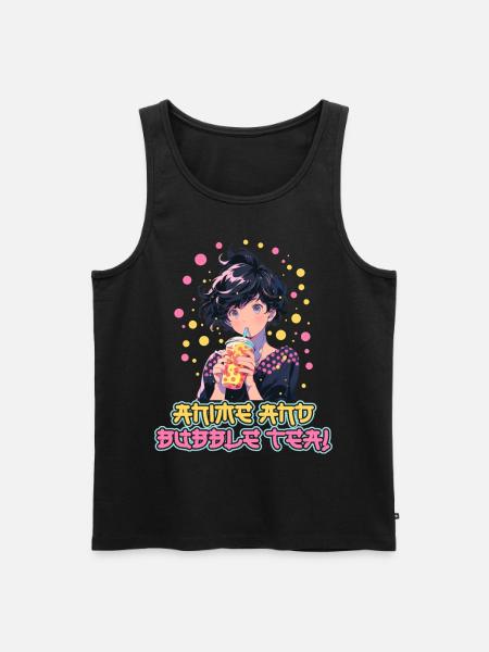 Anime et Boba Bubble Tea - Débardeur bio Premium Homme - noir