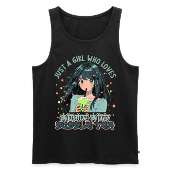 Just a girl who loves Anime and Boba Bubble Tea - Männer Premium Bio Tank Top - Schwarz - Vorne - Michal (187cm)
