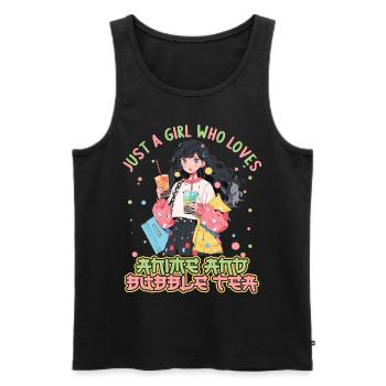 Just a girl who loves Anime and Boba Bubble Tea - Männer Premium Bio Tank Top - Schwarz - Vorne - Michal (187cm)