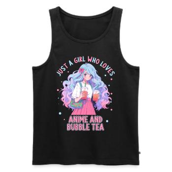 Just a girl who loves Anime and Boba Bubble Tea - Männer Premium Bio Tank Top - Schwarz - Vorne - Michal (187cm)