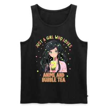 Just a girl who loves Anime and Boba Bubble Tea - Männer Premium Bio Tank Top - Schwarz - Vorne - Michal (187cm)