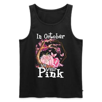 In october we wear pink - Männer Premium Bio Tank Top - Schwarz - Vorne - Michal (187cm)