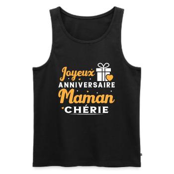 Cadeau Joyeux Anniversaire Maman Chérie - Débardeur bio Premium Homme - noir - Devant - Michal (187cm)