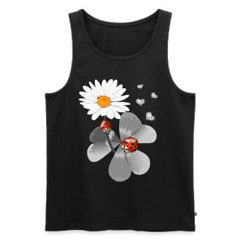 Clover with ladybug - Men's Premium Organic Tank Top - black - Front - AI Model Male 178 light (178cm)