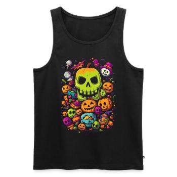 Gruseliges Halloween-Design Totenschädel Kürbisse - Männer Premium Bio Tank Top - Schwarz - Vorne - Michal (187cm)