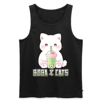 Boba and Cats Katze die Bubble Tee Mädchen Anime - Männer Premium Bio Tank Top - Schwarz - Vorne - AI Model Male 178 light (178cm)