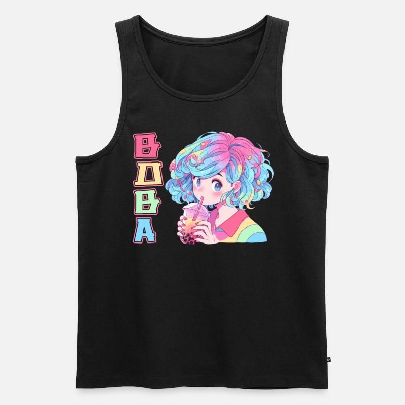 Anime and Boba Bubble Tea - Männer Premium Bio Tank Top - Schwarz