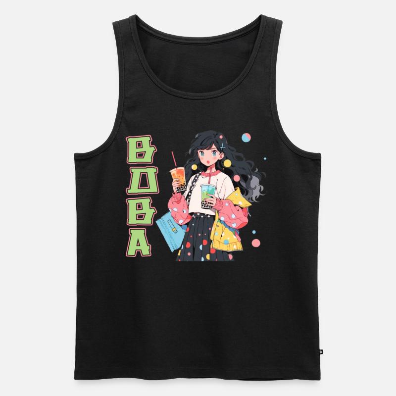 Anime and Boba Bubble Tea - Männer Premium Bio Tank Top - Schwarz
