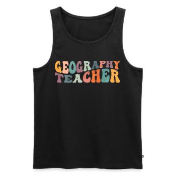 Groovy Geography Teacher Geographer Map Lesson - Débardeur bio Premium Homme - noir - Devant - Michal (187cm)