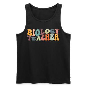 Groovy Biology Teacher Biologist Science Firm - Men's Premium Organic Tank Top - black - Front - AI Model Male 178 light (178cm)