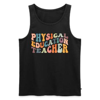 Groovy Professeur d’éducation physique Éducation physique - Débardeur bio Premium Homme - noir - Devant - AI Model Male 178 light (178cm)