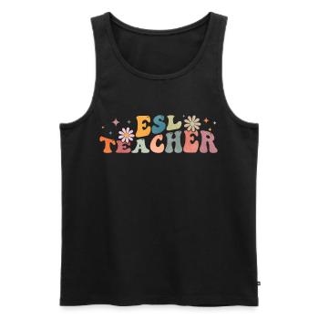 Groovy Esl Teacher English as a Second Language - Men's Premium Organic Tank Top - black - Front - AI Model Male 178 light (178cm)