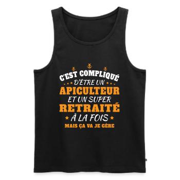Un Apiculteur et un Super Retraité Cadeau Humour - Débardeur bio Premium Homme - noir - Devant - Michal (187cm)