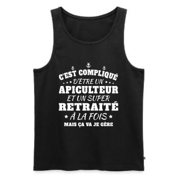 Un Apiculteur et un Super Retraité Cadeau Humour - Débardeur bio Premium Homme - noir - Devant - Michal (187cm)