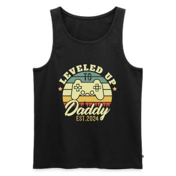Leveled up to Daddy 2024 Dad gift 2024 - Men's Premium Organic Tank Top - black - Front - AI Model Male 178 light (178cm)