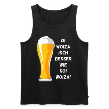 Woiza Weizen Spruch Schwabe Sprüche Schwäbisch - Männer Premium Bio Tank Top - Schwarz - Vorne - Michal (187cm)