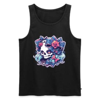 Totenkopf - Männer Premium Bio Tank Top - Schwarz - Vorne - Michal (187cm)
