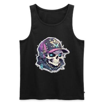 Totenkopf - Männer Premium Bio Tank Top - Schwarz - Vorne - Michal (187cm)