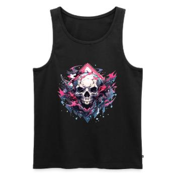 Totenkopf - Männer Premium Bio Tank Top - Schwarz - Vorne - Michal (187cm)