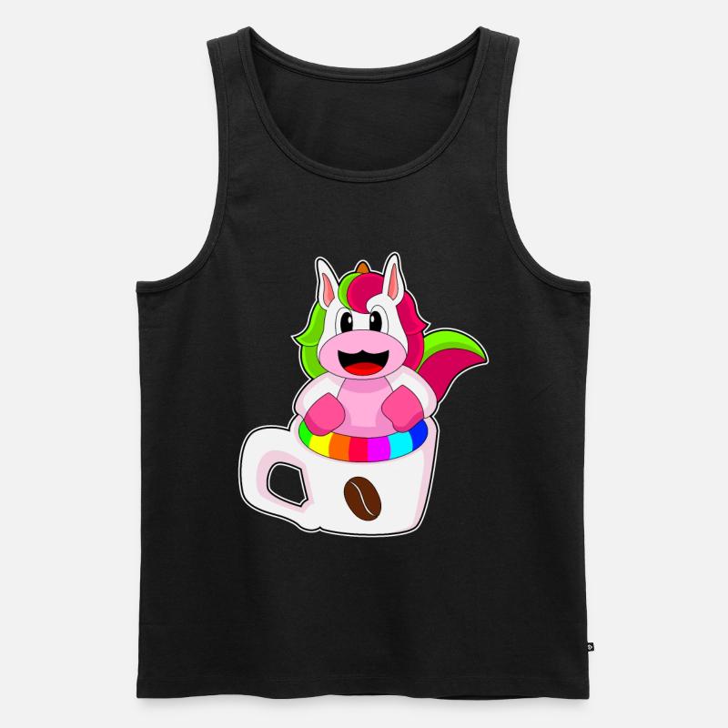 Einhorn Kaffee Kaffeebecher - Männer Premium Bio Tank Top - Schwarz