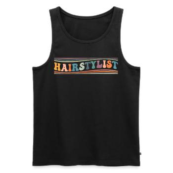 Groovy Hairstylist Hairdresser - Men's Premium Organic Tank Top - black - Front - Michal (187cm)