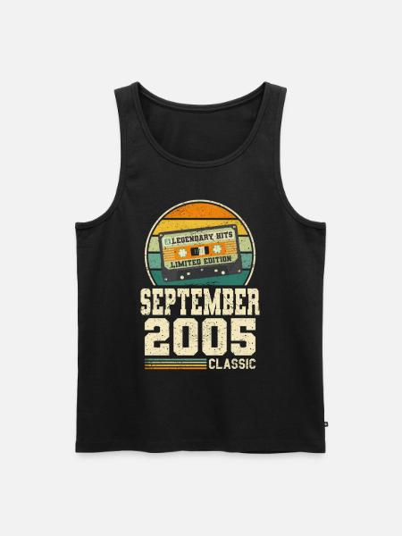 18 Urodziny Wrzesień Vintage 2005 Vintage - Ekologiczny tank top męski Premium - czarny