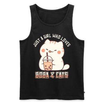 Anime Kawaii just a girl who loves Boba and Cats - Männer Premium Bio Tank Top - Schwarz - Vorne - AI Model Male 178 light (178cm)