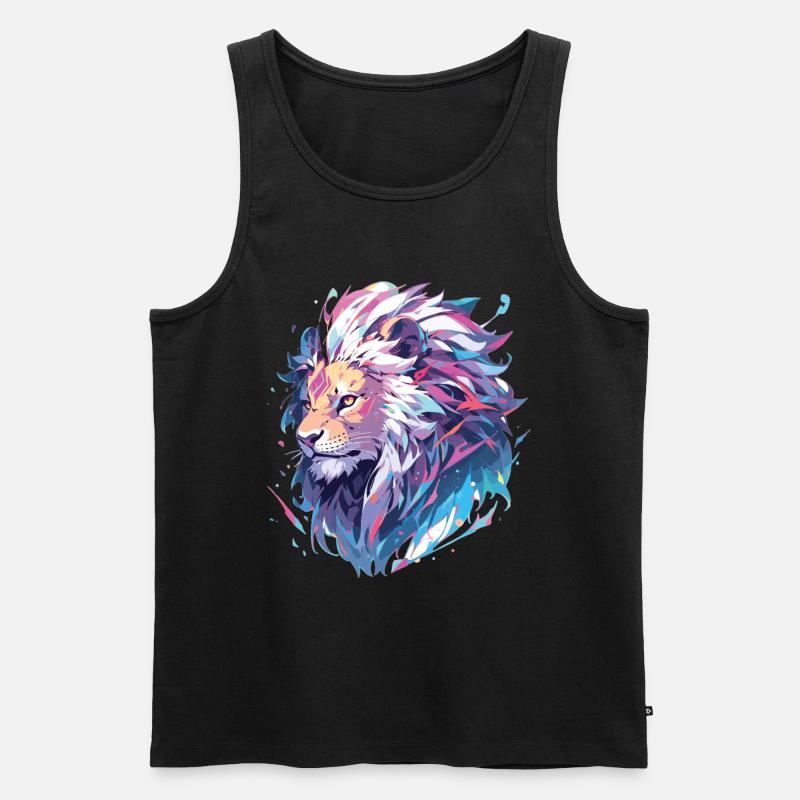 Löwe - Männer Premium Bio Tank Top - Schwarz