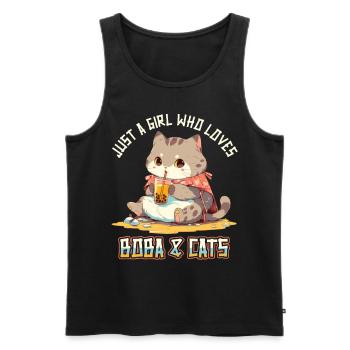 Anime Kawaii just a girl who loves Boba and Cats - Männer Premium Bio Tank Top - Schwarz - Vorne - AI Model Male 178 light (178cm)