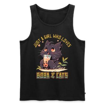 Anime Kawaii just a girl who loves Boba and Cats - Männer Premium Bio Tank Top - Schwarz - Vorne - AI Model Male 178 light (178cm)