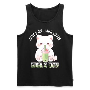Anime Kawaii just a girl who loves Boba and Cats - Männer Premium Bio Tank Top - Schwarz - Vorne - AI Model Male 178 light (178cm)