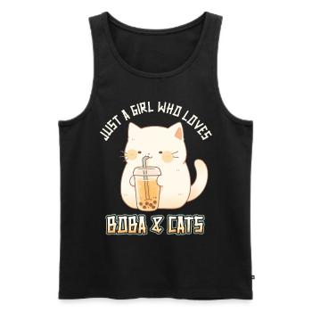 Anime Kawaii just a girl who loves Boba and Cats - Männer Premium Bio Tank Top - Schwarz - Vorne - AI Model Male 178 light (178cm)