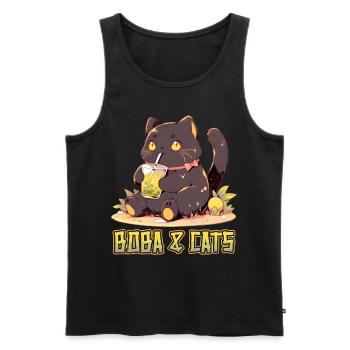 Boba and Cats Katze die Bubble Tee Mädchen Anime - Männer Premium Bio Tank Top - Schwarz - Vorne - AI Model Male 178 light (178cm)