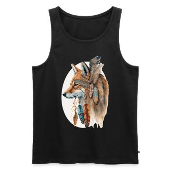 Fox Tribal Watercolor Fox Dream Catcher - Men's Premium Organic Tank Top - black - Front - AI Model Male 178 light (178cm)