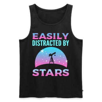 Easily Distracted By Stars Stargazing Astronomy - Men's Premium Organic Tank Top - black - Front - Michal (187cm)