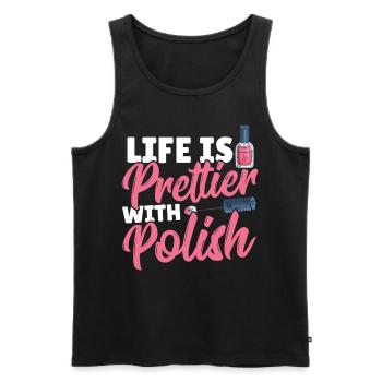Life Is Prettier With Polish Nail Tech Nail - Men's Premium Organic Tank Top - black - Front - Michal (187cm)