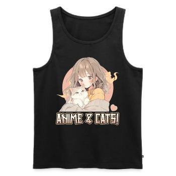 Anime and Cats Kawaii Girl Anime - Men's Premium Organic Tank Top - black - Front - Michal (187cm)