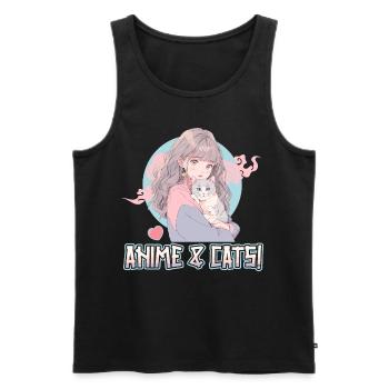 Anime and Cats Kawaii Girl Anime - Men's Premium Organic Tank Top - black - Front - Michal (187cm)